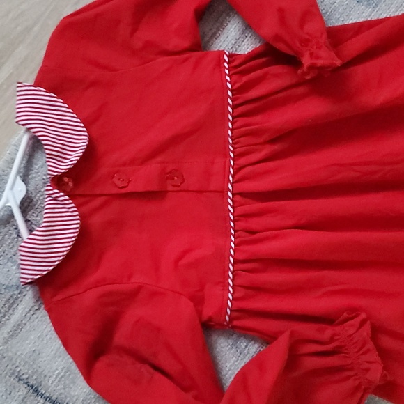 Ishtex Girls Red White Scalloped Peter Pan Collar Dress Sz6 - Picture 10 of 11